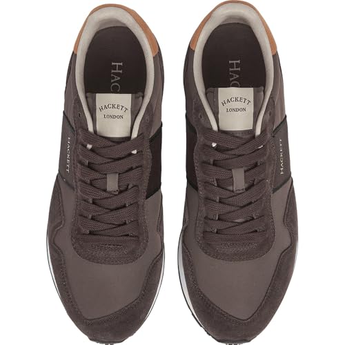 Hackett London Para Hombre. HMS200033 Zapatillas Keston Heritage MarróN (41), Plano, Cordones, Casual - 4
