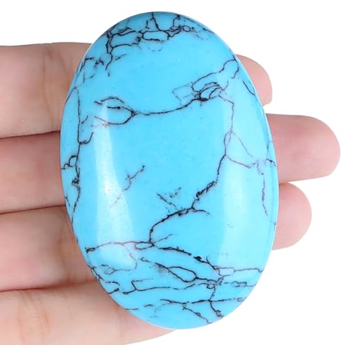 XIANNVXI 2.4" Large Green Turquoise Crystal Turquoise Stone Polished Palm Healing Gemstone 0.7" Thick Worry Stone Crystal for Reiki Stress Relief Balancing Meditation Accessories 1 Pc