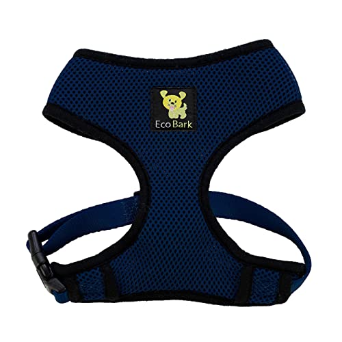 Image of EcoBark Dog Harness - Eco-Friendly Max Comfort Harnesses - Luxurious Soft Mesh Halter - Over The Head Harness Vest- No Pull and No Choke for Puppy, Small Breeds & Medium Dogs (Large, Navy)