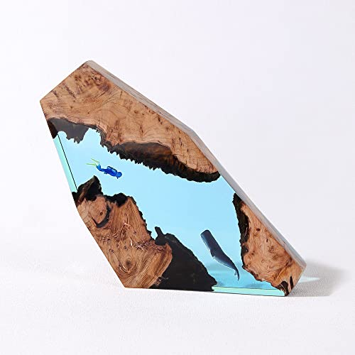 Great Ease Epoxy Resin Wood Lamp Humpback Whales Night Light Lamp Usb Lamp Holder Diver & Whale Lamp Creative Table Decoration Christmas Gift #TOP7