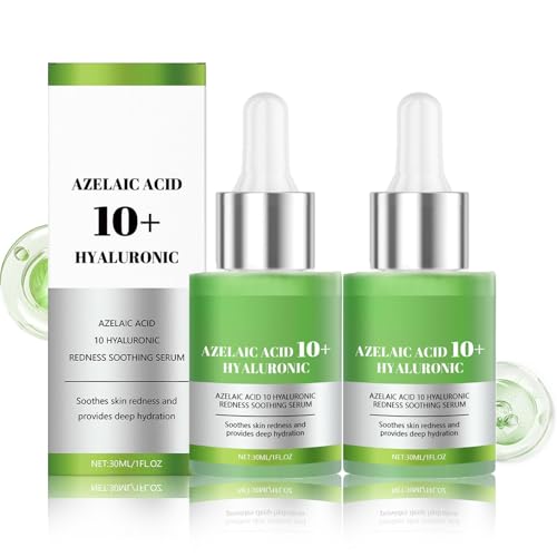Azelaic Acid 10 Hyaluron Redness Soothing Serum, with Hyaluronic Acid, Niacinamide, Dark Spot Correcting Serum Korean, Facial Serum for Sensitive skin, 30ml (One Size, 2 Pack)