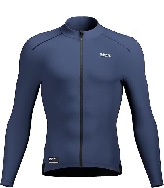 INBIKE Fleece Lined Cycling Jersey for Men Women, Winter Thermal Long Sleeve Bike Jacket with 3 Pockets, Quick Dry
