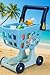Bluey Shopping Trolley, Sturdy Toy Shopping Basket with Free-Rolling Wheels, Rotating Handle, and 8 Cardboard Accessories, Push Cart for Kids Ages 3+