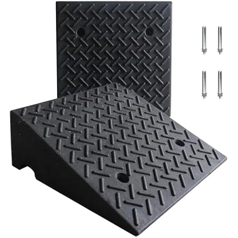 Curb Ramps for Driveway 7.5" Rise Height 2 Pack Heavy Duty Rubber Threshold Ramp, Portable Driveway Ramps for Cars Wheelchairs Motorcycle Scooter Lawn Mower, 7000lbs Load Capacity Cover