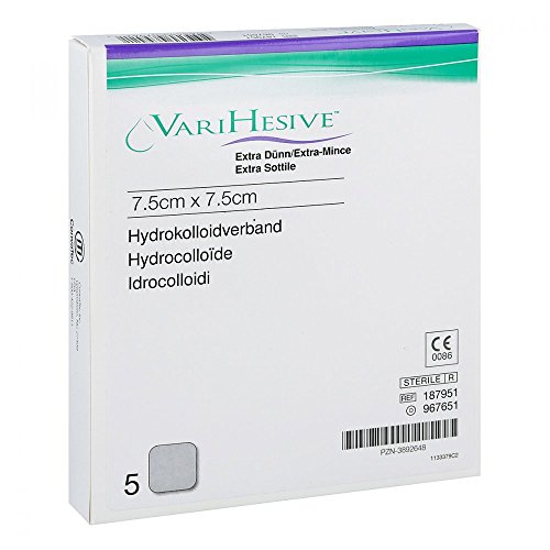  Varihesive - Vendaje hidrocoloide extrafino, 7,5 x 7,5 cm, 5 unidades 