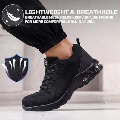 Image of Steel Toe Shoes for Men Lightweight Safety Work Shoes with Kevlar Puncture Resistant Midsole Comfortable Low Top Work Shoes for Warehouse Factory Light Construction