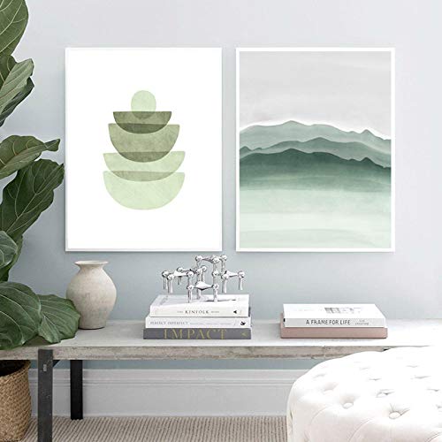 Peinture murale de salon verte : affiche nordique menthe pour sublimer votre décoration de vie