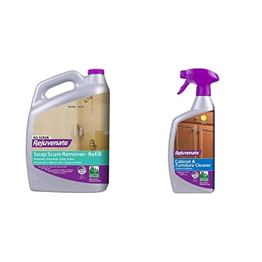 Rejuvenate Scrub Free Soap Scum Remover Cleaning Formula - Spray and Rinse for Streak Free Finish on Glass, Ceramic Tile, Chrome, Plastic and More & Cabinet & Furniture Cleaner pH Neutral Streak