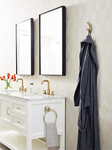 Image of Amerock Avid Double Prong Golden Champagne Wall-Mounted Hook | Decorative wall hook in durable zinc construction for coats, hats, bags, towels, and everyday organization