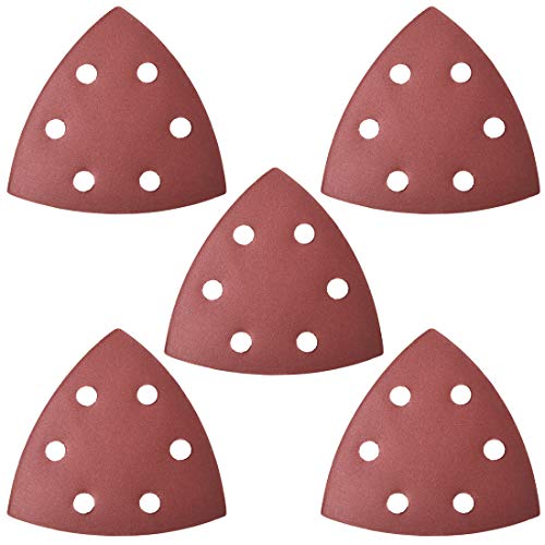 uxcell Detail Sander Sandpaper, Triangular Sanding Paper, Hook and Loop Sanding Pads, Triangle Oscillating Multi Tool, 600 Grits 6 Holes, 5pcs