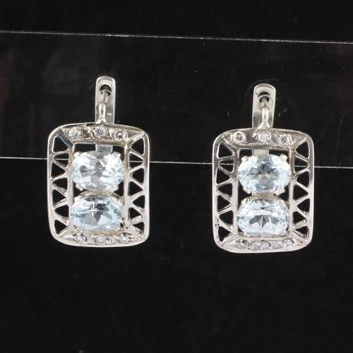Topaze bleue boucles d'oreilles hypoallergéniques pendantes en argent