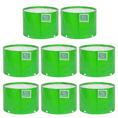 Image of GREENSHEEP HDPE Grow Bag Heavy Duty 260 GSM Round Plants Flower Growing Bags Floor Standing Mount Type for Home Garden Balcony Terrace Kitchen Nursery (Green, 18x24 inch, Pack of 8)