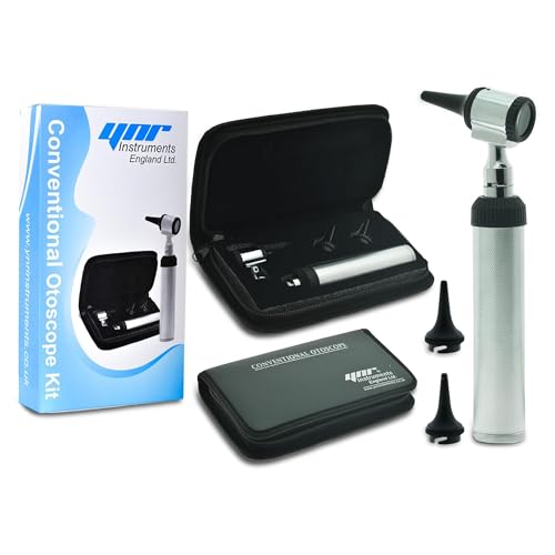 YNR Otoscope with LED – Portable Ear Scope Microscope for Diagnostic Examination, 4x Magnification, Rheostat Switch & Vegan Leather Case | Ear Wax Removal for Family, Pets, Students, Nurses & Doctors