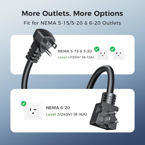 Image of Level 1&2 Tesla Mobile Charger, (16A /12A, 240V-110V, 16FT Cable), Adjustable Current /Timer Tesla Home Charger, NEMA 6-20 & 5-15 Plug, NACS Connector for All Tesla Model 3 /Y /X /S /Cybertruck