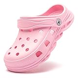 HOBIBEAR Girls Classic Graphic Toddler Garden Clogs Slip on Water Shoes (Pink-Size 7.5 Toddler)