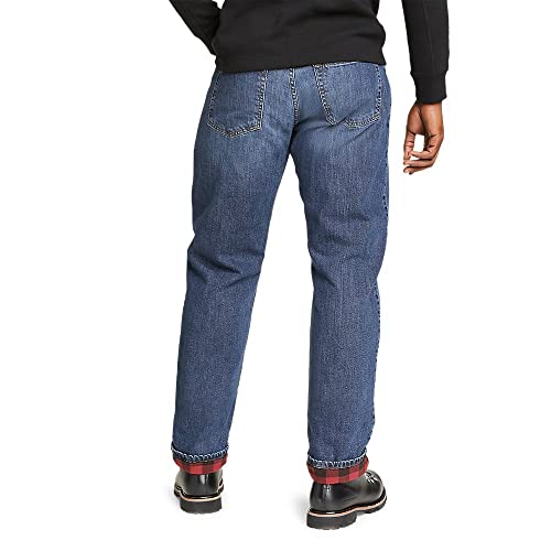 Eddie Bauer Men's H2Low Flex Flannel-Lined Jeans, Dk Meridian, 36W X 32L #TOP1
