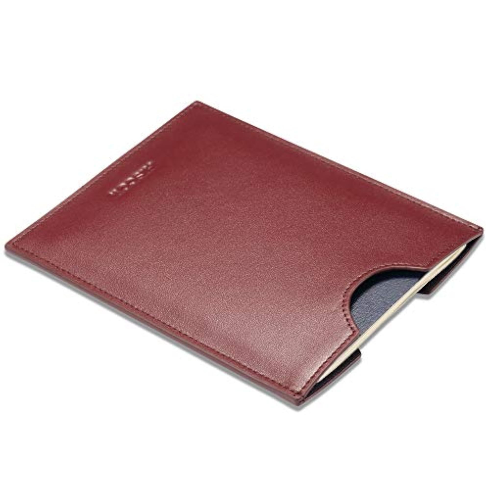 Minimalist Leather Passport Sleeve, Slim Holder in Wine Red