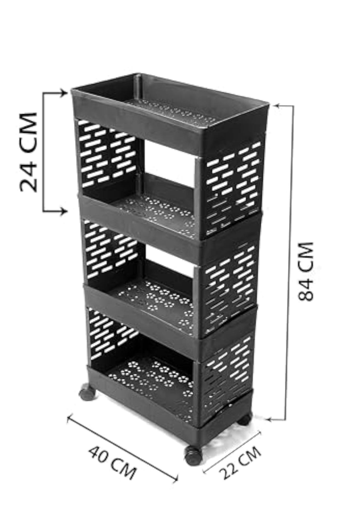 4-Tier Kitchen Storage Rack - Black, Multipurpose