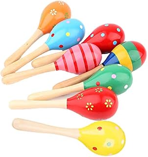 JZK 8 x drewniana grzechotka dla niemowląt, zabawki edukacyjne dla dzieci, na urodziny, dla małych dzieci, na imprezę, chrzest, baby shower, karnawał, kolor losowy