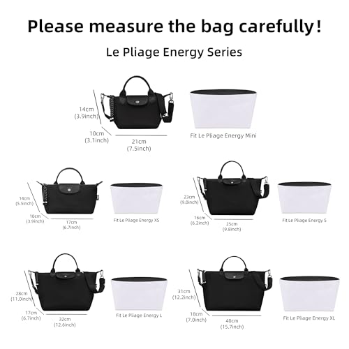 DGAZ Lightweight Purse Organizer Insert for Longchamp Le Pliage Energy Series Bag,silk and DupontPaper handbag inner for Luxury Bags(Black,Le Pliage Energy L) by DGAZ - Used condition - Image 2