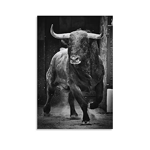 GOUEH Stunning Picture Toro De Lidia Break Out of The Cage Poster Canvas Poster Wall Art for Bedroom Livingroom Decoration Birthday Gift Unframe:24x36inch(60x90cm)