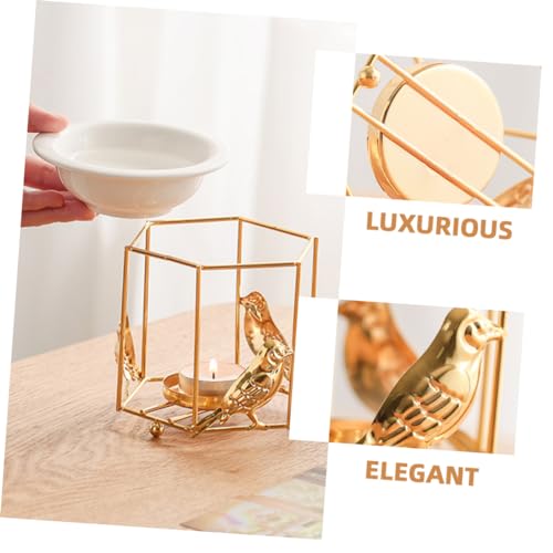 Cabilock Aroma Diffuser Burner Tealight Oil Burner Tealight Essential Oil Burner Heating Essential Oil Holder Iron Frame Wax Melt Burner Aromatherapy Furnace Candle Burner