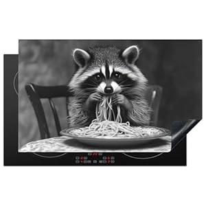 KitchenYeah Herdabdeckplatte Waschbär 83x51 cm