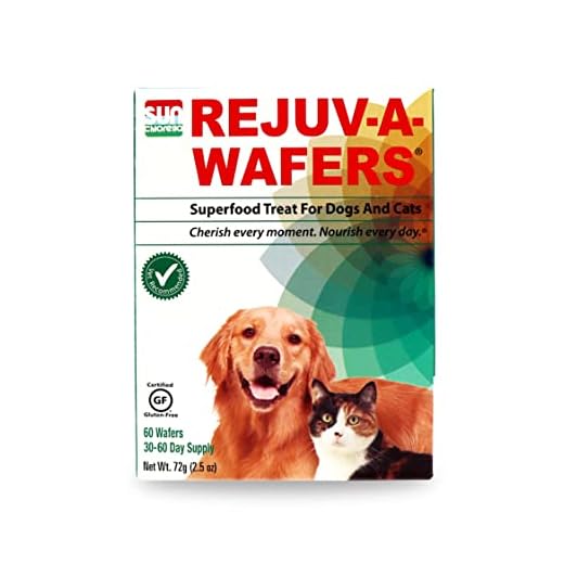 Sun Chlorella Rejuv-A-Wafers Daily Dog Cat & Animal Superfood Supplement - Green Microalgae & Eleuthero Bits - Vitamins, Minerals, Antioxidants Support Immune Defense, Gut Health - 60 Wafers