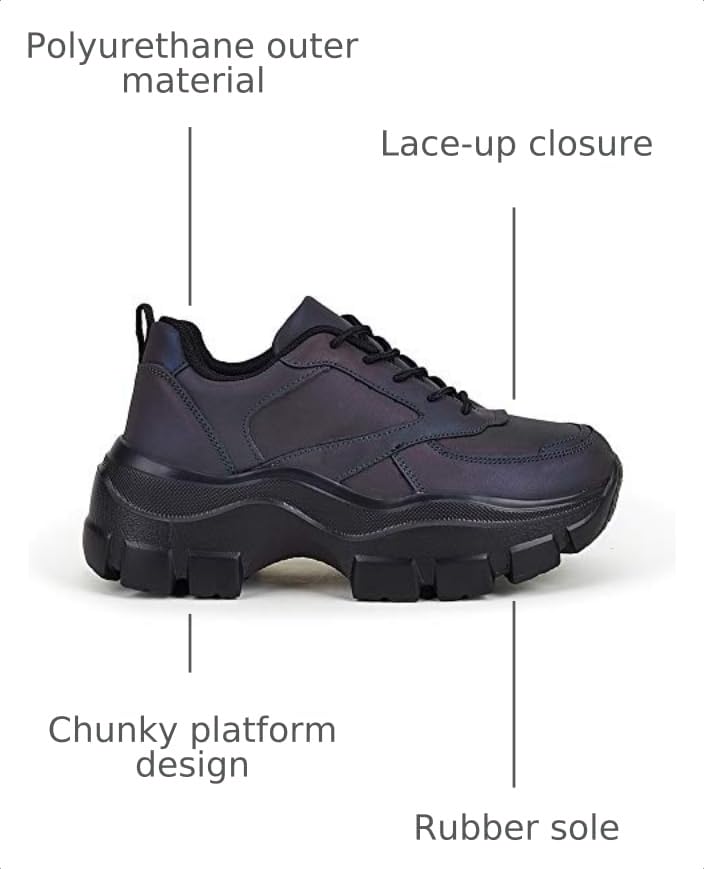 Image of LUCKY STEP Women Chunky Platform Dad Colorblock Casual Lace-Up Walking Sneakers