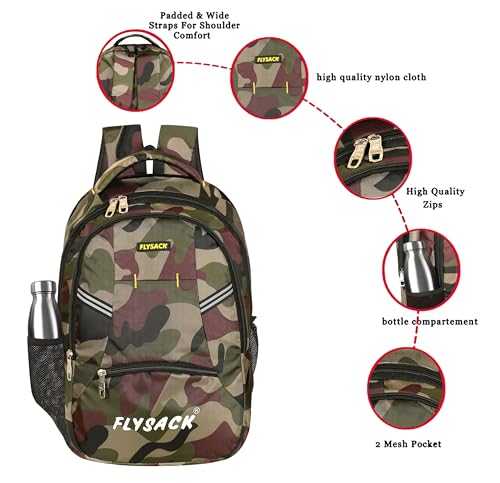 Image of FLYSACK 40 Litres Large Laptop Backpack Army Military And Jungle Design School College Travel Bag Office Bag For Unisex (Multicolor)
