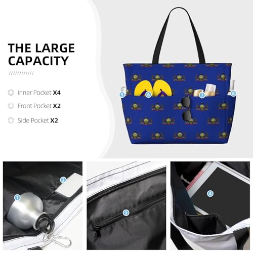 Pennsylvania State Flag Extra Large Tote Bag For Women,Foldable Beach Bag With Pocket Weekender Travel Overnight Bag3