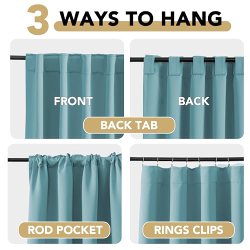 Image of H.VERSAILTEX Blackout Curtains Thermal Insulated Window Treatment Panels Room Darkening Blackout Drapes for Living Room Back Tab /Rod Pocket Bedroom Draperies, 52 x 96 Inch, Aqua, 2 Panels