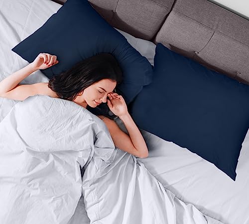 Utopia Bedding Waterproof Pillow Protector Zippered (2 Pack) Queen Navy – Bed Bug Proof Pillow Encasement 20 X 28 Inches #TOP3