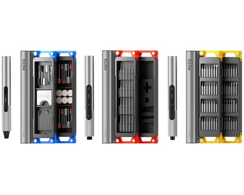 Image of HOTO SNAPBLOQ 3-in-1 Mini Power Tool Kit - Mini Drill & Rotary Tool, Electric Screwdriver with 114 Accessories, Magnetic Modular System, Ideal for 3D Printing Finishing, Electronics Repair, DIY Crafts