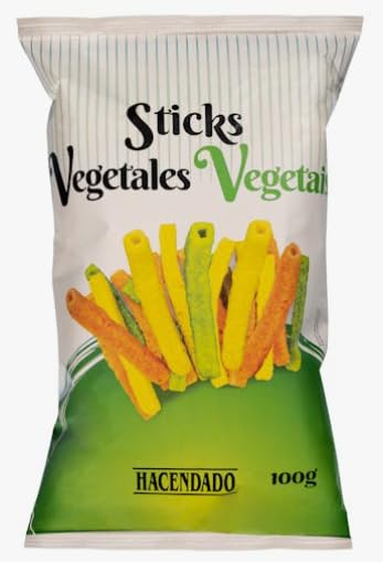 Hacendado Sticks Végétales Croustillants, Apéritif Frit avec Saveur de Légumes, 100g PACK 6, Conservation au Frais et à l'Abri de la Lumière