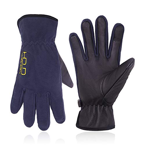 Preisvergleich Produktbild Winter-Arbeitshandschuhe, thermisch, Thinsulate-Leder, wasserabweisend, weich, warm, Touchscreen, -17 - -12 °C, kältebeständig für Männer und Frauen, blau