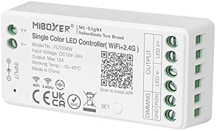 LIGHTEU®, Milight Miboxer 5in1 WiFi LED Strip Controller, Amazon Alexa and Google Home Voice Control Remote and APP Control, no WiFi-Box Needed Compatible with 5 Different Output Mode, DC12-24V, WL5