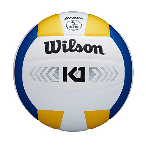Wilson Palla da Pallavolo, K1 Gold, Blu/Bianco/Giallo, Pelle, Indoor, Dimensioni Ufficiali