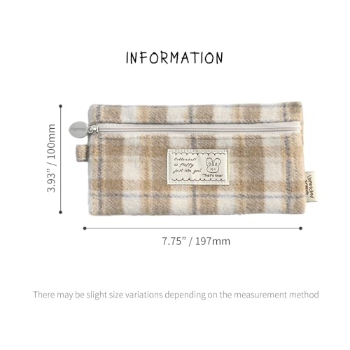 Image of Monolike Unmatched Friends Old Check Pencil Case, Beige - Pencil Pouch, Portable Pencil Bag, Pencil Case, Office Pouch case, Cushion, Soft, Vintage