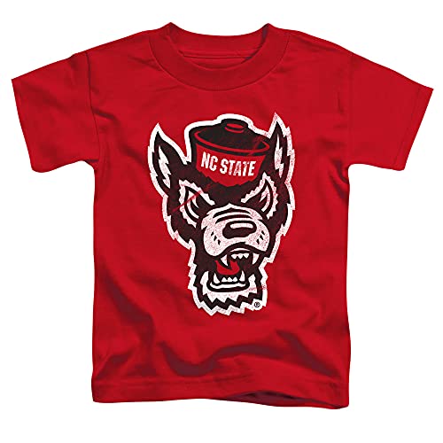 NC State Wolfpack Official Distressed Primary Unisex Toddler T Shirt,Red, 4