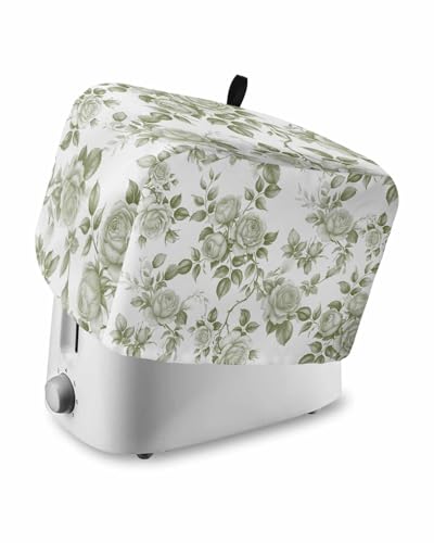 Vintage Toaster Cover 2 Slice, Pastoral Country Flower Green Bread Maker Dust Cover with Pockets for Kitchen Small Appliance 11x6x8in