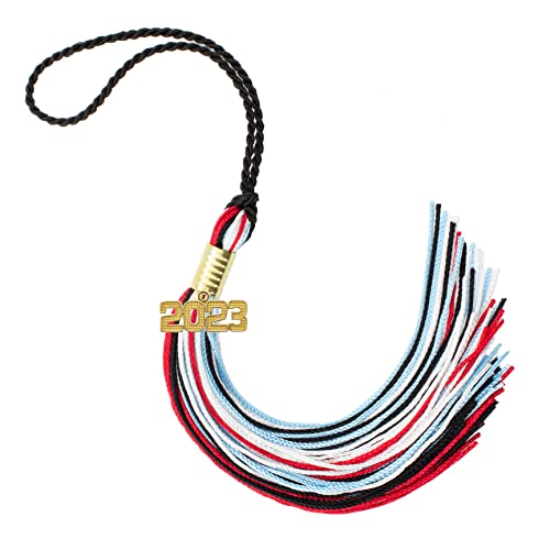 Tassel Depot 2023 Black/Red/White/Lt Blue Graduation Tassel - Every School Color Available - Made in USA
