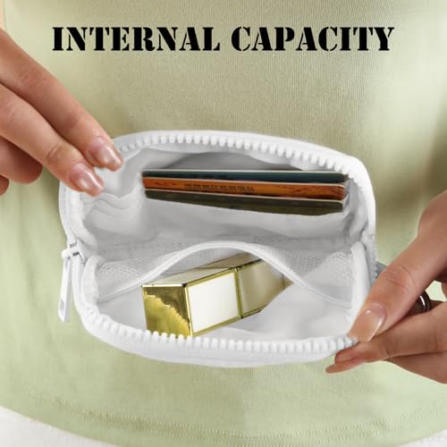 Image of The Iris Wallet Zipper Mini Coin Purse Keychain ID Holder Wallet | Zip Card Case with ID Window Purses for Women Mini Portable Keychain Wallet,White