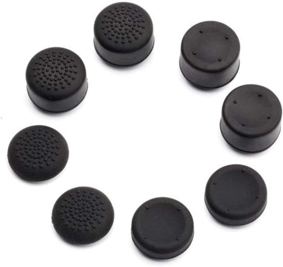 8 piezas de silicona suave y antideslizante, palanca de mando analógica con agarre de pulgar para PlayStation 4, PS4, PS3, Xbox Controller (negro)