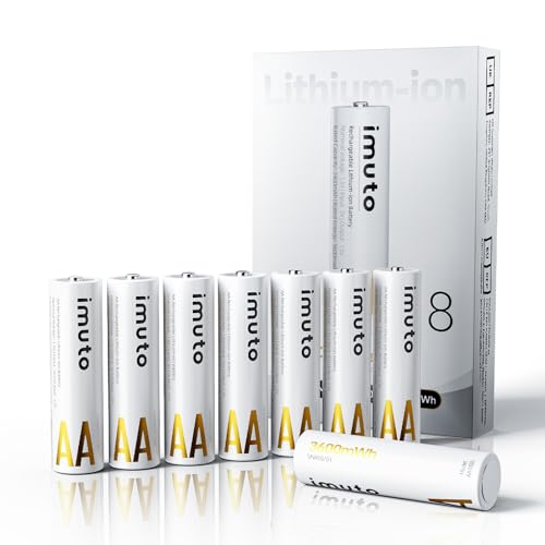 imuto 3600 IMU8AA   Pilas recargables de litio (8 unidades, 1,5 V)