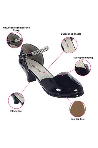 Image of Gwen & Zoe Girl Dress Shoes for Weddings and Parties - Big and Little Girl 2 Inch High Heel with Rhinestone Strap