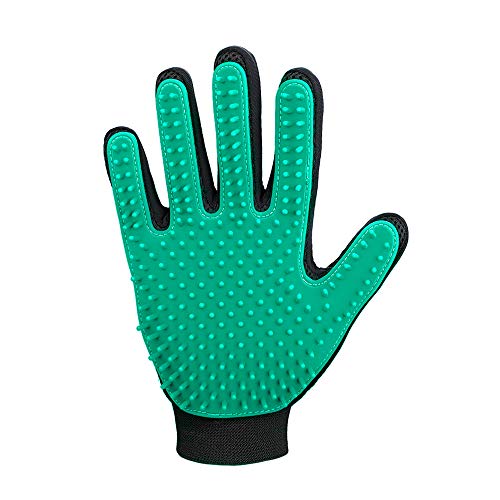 DELOMO Pet Hair Remover Glove, Enhance Pet Grooming Glove with 255 Tips, Deshedding Glove for Dog and Cat, 1 Pack Right Hand Gentle De-Shedding Glove Brush, Green