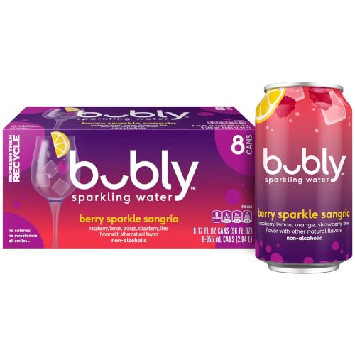 Bubly Sparkling Water, Berry Sparkle Sangria, 12 Fl Oz X 8