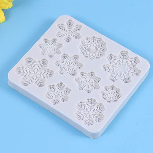 OUNONA Christmas 3D Silicone Baking Moulds - Christmas Snowflake Shaped Mould for Cake, Fondant, Chocolate - Flexible Baking Mould Tray for Desserts Assorted Colors