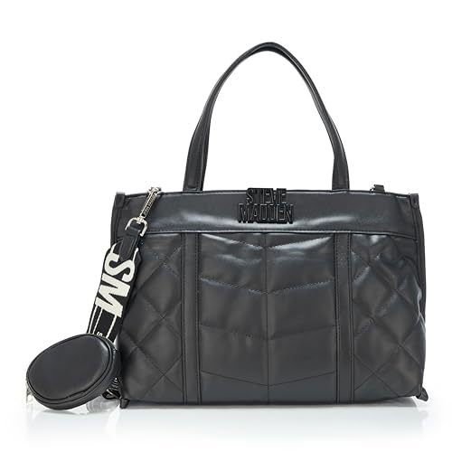 Sac Steve Madden Belia noir en simili cuir matelassé chevron taille unique pour femmes
